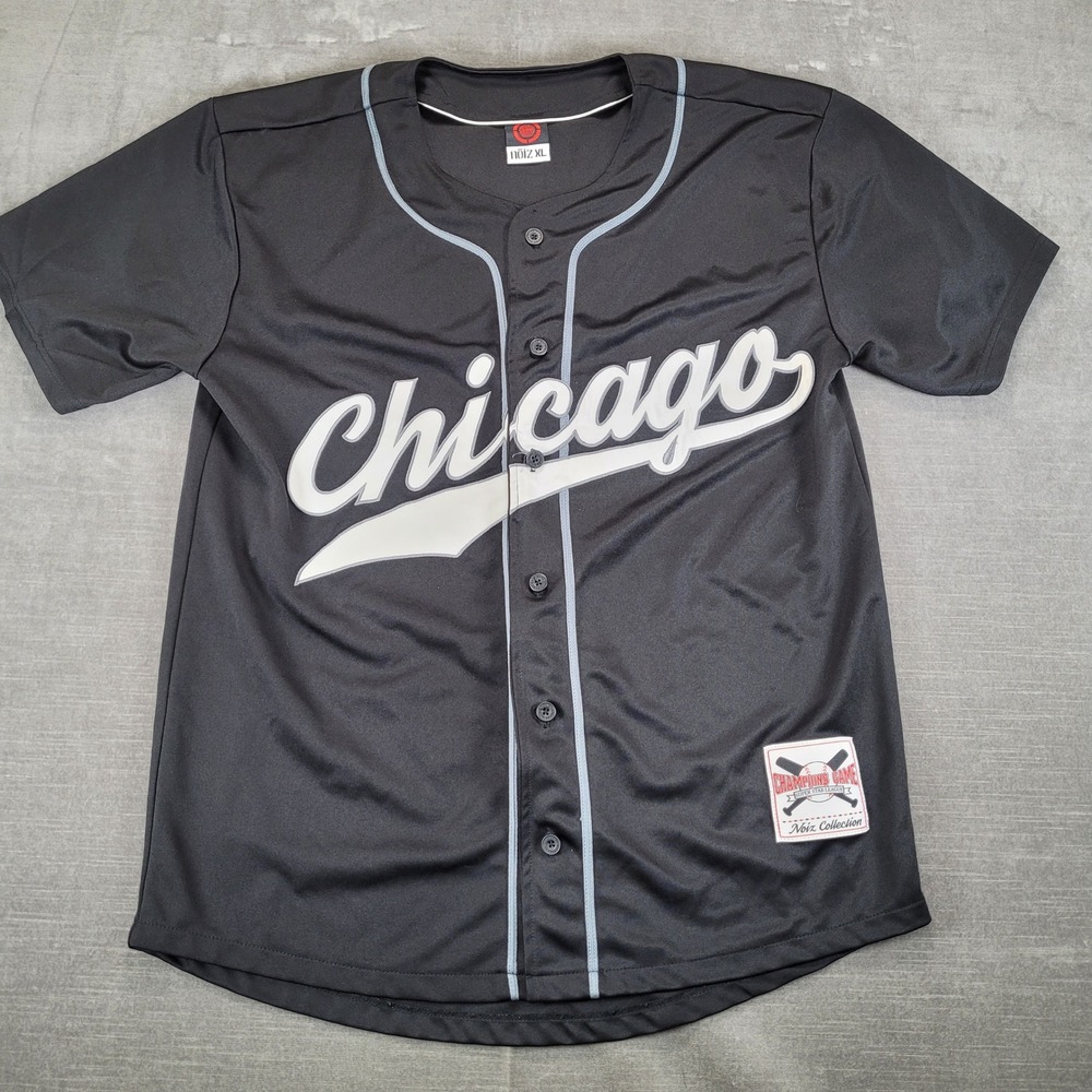 NOIZ Chicago Baseball Jersey Mens XL Black White 07 Super‎ Star League